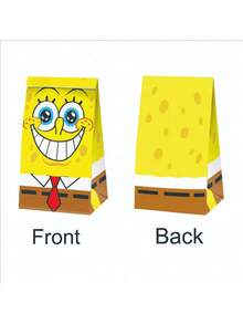 SPONGEBOB 12pcsCartoon Sponge-Bob Birthday Party Decoration Bob Paper Gift Bag Candy Box Shower For Event Supplies Gifts ﻿