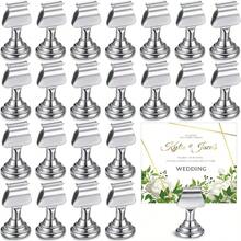 Kathfly 24 Pcs Metal Table Number Holders 1.7 Inch Silver Mini Place Card Holders Bulk HarpClip Table Sign Stands Card Holder Display Picture Memo Notes Menu For Weddings Restaurants Birthday Decor - 銀色 - 查看 1