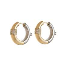 1 Pair Elegant Zirconia Decor Contrast Color Hoop Earrings, Suitable For Women's Daily And Wedding Wear, Gift - Earrings - View 7