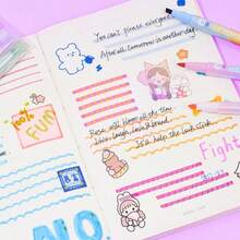 8pcs 16-Color Double-Headed Fluorescent Pens, Stackable Journaling Pens For Students, Large Capacity Highlighters For Marking, Mixed Color Fluorescent Pens, Bleed-Proof And Smudge-Proof, Suitable For Planners, Diaries, Office And School Supplies, Gifts