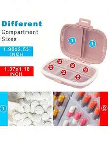 6-Compartment Storage Box With Secure Lid, Daily/Weekly Organizer For Vitamins & Supplements, Travel Size Portable Design, Multi-Compartment Case, 1-Piece - Random Color - 查看 5
