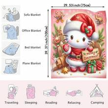Sanrio 1 pieza Manta de franela de Sanrio My Melody - Estampado de dibujos animados lindo, apto para todas las estaciones, ideal para acampar, viajar, sofá, dormitorio y uso en la oficina, regalo de Navidad