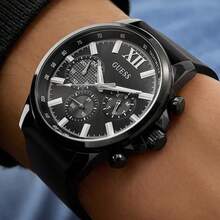 Guess Đồng hồ thạch anh analog đa chức năng dành cho nam – Vỏ và dây đeo bằng thép không gỉ màu đen 44mm, mặt số màu đen và dây đeo bằng silicon màu đen, phụ kiện thời trang chống nước 50m – GW0913G3 - màu đen - Xem 9