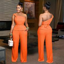 C7508 Europäische und amerikanische Mode Damen einfarbiges ärmelloses Oberteil und lässige Hose Zweiteiler Neu