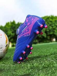 1 双儿童透气皮革长钉足球鞋，防草坪足球鞋，适合日常训练和专业足球，男女通用