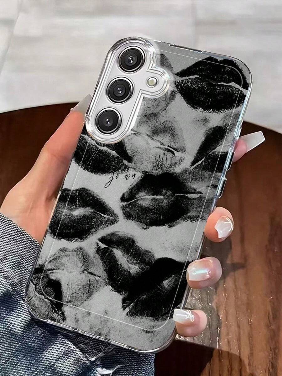 Black And Gray Art Lip Print Phone Case. Suitable For IPhone 17, 16, 15, 14, 13, 12, 11, Pro Max Plus, And Galaxy 25/24/23/22/21/ULTRA/PLUS/FE/A71/56/55/54/53/52/36/35/34/26/25/23/16/15/14/13/10. This Is A Tailor-Made Phone Case For Fashionable Perfection. - Nhiều màu - Xem 1