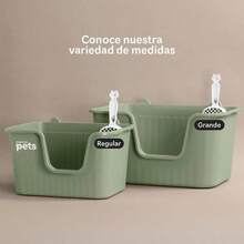 Arenero Inodoro para Gato Caja de con Pala, Paredes Altas Verde, - Verde + Regular - Ver 7