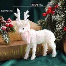 1 pièce Décoration de renne de Noël étincelante blanche, centre de table de Noël, décoration pour vitrine de Noël, convient pour la décoration de fête de Noël et du Nouvel An, décoration de maison et de chambre, ambiance des fêtes, cadeau de Noël, décoration d'anniversaire, de mariage, d'action de grâce, décoration de vacances