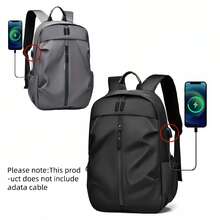 1pc Multifunctional Waterproof Men's Backpack,With Laptop Compartment, Durable, Suitable For Hiking And Outdoor Travel, Minimalist Design With Logo Label Rucksack Fathers Day Gifts Summer College Bag，Men's Versatile Backpack, Waterproof Casual Large Capacity Bookpack on Capacity School emage Schools。 - 灰色 - 查看 8