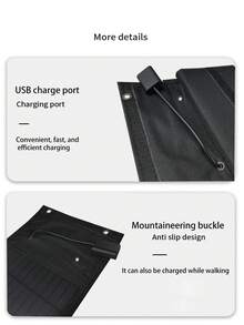 Monocrystalline Silicon Portable Solar Charger Panel, Featuring 5 High-Efficiency Photovoltaic Cells For Fast Charging, Specially Designed For Outdoor Emergency Use, Foldable For Storage In Carry Bag
