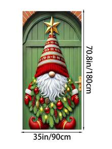 1 pezzo Ghirlanda natalizia con gnomo 2D, un ornamento da appendere con un nano, una ghirlanda natalizia da appendere alla porta, stampata con ghirlande e gnomi, con dettagli di cappelli lavorati a maglia e calze a righe, adatta per decorazioni natalizie, per casa, ufficio e porta, decorazioni natalizie e di Capodanno. (Senza ghirlanda)