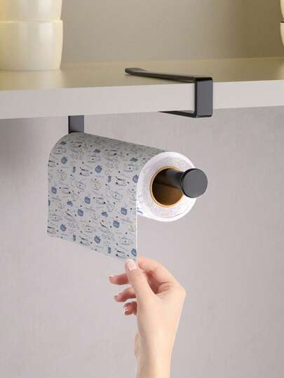 1pc Kitchen Hanging Rack, Cabinet Hanger, Cling Wrap Holder, Space Saving Hanging Hook Organizer Suitable For Most Cling Film, Paper Towel, Kitchen Towel Storage