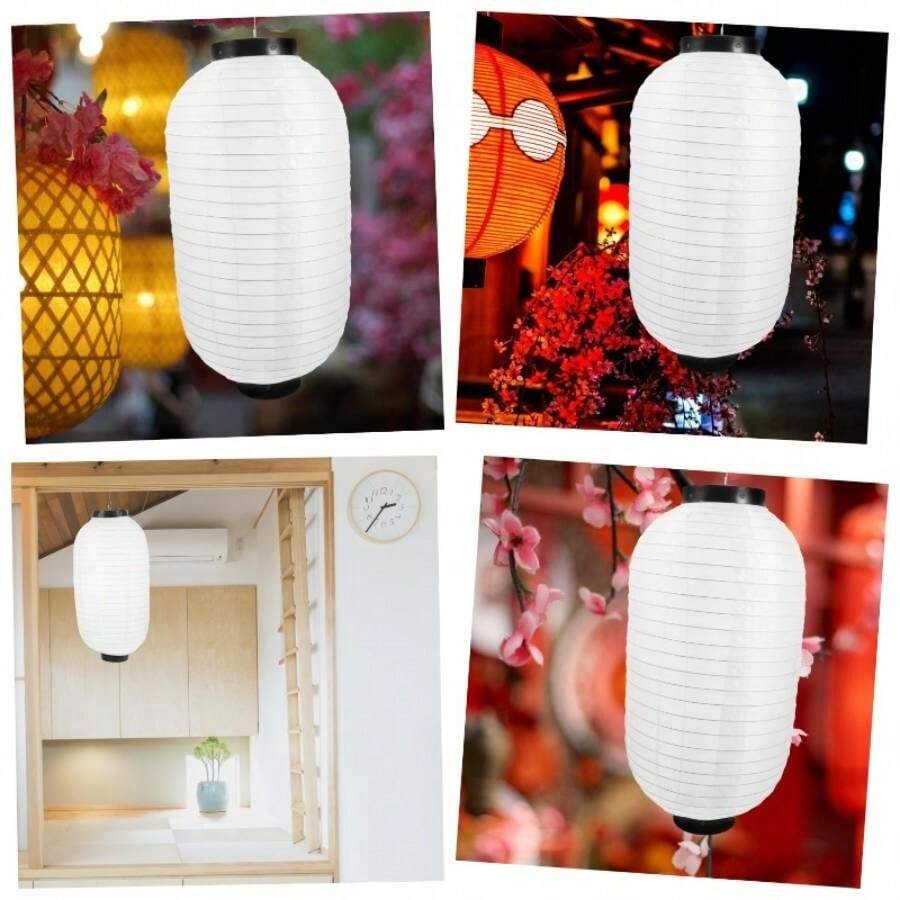 2 Faroles Linterna Japonesa Pantalla De Lmpara Decorativos Japoneses Adornos Colgantes Plegables Tela De Seda Rojo para Decoracin Navidea De Restaurantes Y Hogares, 17.6x 9.8 - blanco - Ver 1