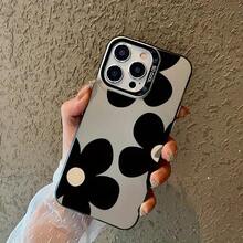 1PC ブラックフラワーパターン クリアノンスリップフォンケース シリーズを使う  15/Plus/Pro/Pro Max、14/Plus/Pro/Pro Max、13/Pro/Pro Max、12/Pro/Pro Max、11/Pro/Pro Max - スタイリッシュで耐久性があります - 透明な黒 - チェックする 2