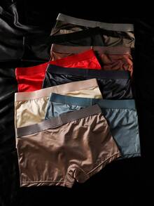 8 Pcs BIWEIER Women's Satin Briefs, High-End And Light Luxury, Soft And Comfortable, Fashionable Underwear, Suitable For Women's Casual Sports - 混合色 - 查看 7