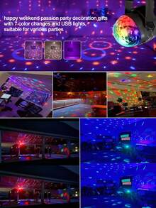 1PC  RGB Disco Lights, Featuring 7 Modes - USB Universal Power Supply, Color-Changing LED, Adjustable Stand, Built-In Remote Control, Perfect For Home Parties, Karaoke, Weddings And Disco Events, Disco Party Decoration, Disco Event Decoration, Fashionable Design, Remote-Controlled Lights - ánh sáng đa sắc - Xem 2