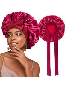 1件装奢华缎面丝绸睡眠帽 - 可调节舒适抽绳 - 男女通用护发产品，适用于沙龙、酒店、运动、居家使用，也可作毛巾或面巾使用。 - 彩色 - 查看 20