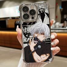 Anime Action Cartoon Ghoul Kaneki Ken Phone Compatible With 16 15 14 13 12 11 Pro X XR XS 8 Plus Shockproof Transparent Soft Back Cover.17  17promax - 銀色 - 查看 1