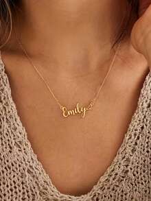 1pc Stainless Steel Name Necklace With Heart Charm - Custom Jewelry - Ideal Gift For Birthdays, Christmas, Valentine's Day, Mother's Day, Weddings, Easter, All Seasons - Name Necklace Elegance, Wedding Jewelry, Romantic Gift, Elegant Design, Custom Stainless Steel Name Necklace