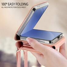 VIETAO Lanyard Faux Leather Wallet Card Slot Moblie Phone Case Cover Compatible With Samsung Galaxy Z Flip 3 5g 4 5 6 7