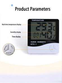 1pc White Digital Hygrometer Indoor Thermometer Humidity Monitor With Precise Temperature And Humidity Measurement, Suitable For Home, Bedroom, Nursery, Office, Greenhouse, Basement - Black and White - View 5