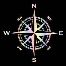 Pegatinas de coche de brújula náutica, decoración de personalidad al aire libre, pegatina para portátil, calcomanías de vinilo reflectantes para la parte trasera del coche - Blanco - Ver 6