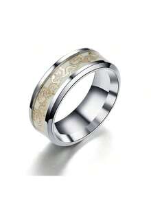 1件装时尚龙形夜光戒指，男女通用，黑暗中发光不锈钢戒指，结婚戒指，珠宝礼物 - 彩色 - 查看 11