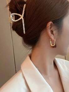 Geometric Design Earrings - Cà phê nâu - Xem 3