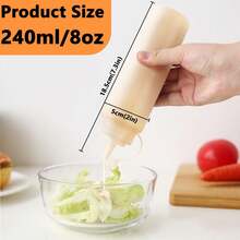 6 Botellas Exprimibles 8 Oz ástico para Condimentos - Tapa Giratoria, Medida Incluida y A Prueba Fugas - Ideal para Salsa Chili, Aceite y Glaseado - Multicolor - Ver 3