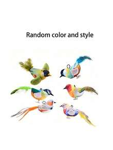 Pluszowa zabawka dla kota z motywem ptaka wróbla, trwała, piszcząca zabawka dla kota i psa, interaktywna zabawka symulująca ptaka z dźwiękiem, interaktywna wisząca zabawka dla kota, zabawki dla kota Migipaws, interaktywny realistyczny latający ptak trzepoczący skrzydłami z kocimiętką, pióra zawieszone na elastycznej gumce, automatyczne ćwierkające zabawki dla kotów domowych, samodzielna zabawa, losowy kolor