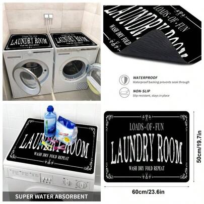 - Cubierta superior para lavadora y secadora, 23.6x 19. pulgadas, funda antideslizante para lavadora y secadora para la parte superior, color negro