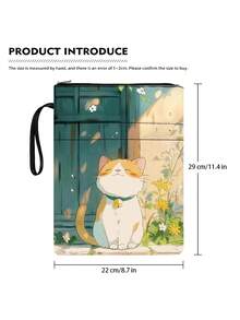 1pc Lazy Cat Themed Zippered Book Cover With Front Pocket, Soft Paperback Book Protector, Washable Book Sleeve Bag, Multifunctional Book Storage Bag Suitable For School, Students, Teachers, Book Lovers - Single Piece - View 7