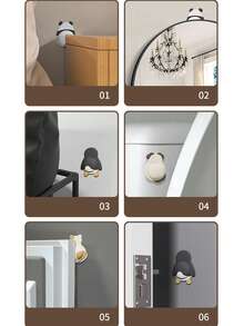 1pc Cute Pet Anti-Collision Pad, Soft Rubber Door Sticker Anti-Collision, Refrigerator Door Bumper Guard, Penguin Panda Cushion - Multicolor - View 7