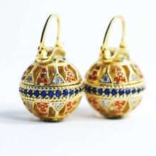 Art Deco Multicolor CZ Lever-Back Earrings  Blue Vintage Style Gold Plated Earrings Dangle Earrings Fast Shipping From USA! A2