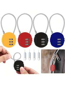 1pc Combination Combination Padlock, Small Combination Padlock, Keyless Resettable Padlock, 3-Digit Combination Security Padlock, For Cabinets And Luggage, With 4 Dials - Multicolor - View 7