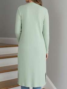 Cardigan largo Tejido de punto mujer - verde menta - Ver 2