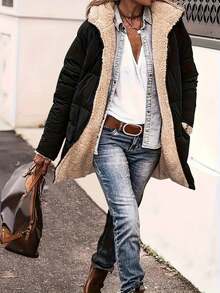 Mobula Sound Reversible Padded Coat, Fashion Casual Outerwear For Autumn/Winter, Suitable For Festivals, Holidays, Daily Wear, Dates, Travels - Black - View 1