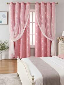 1 Paneel Blumen Doppelschicht Verdunkelungsvorhang mit Ösen Design, geeignet für Wohnzimmer, Esszimmer, Schlafzimmer, Arbeitszimmer, Café, ländliches Bauernhaus, Halloween, Weihnachten