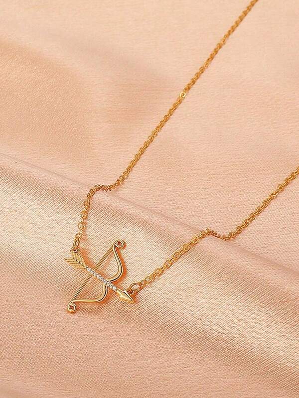 1 Exquisito colgante de mujer con arco y flecha de Cupido - Diseño microincrustado de aleación y rhinestone, un regalo de aniversario ideal o joyería de uso diario