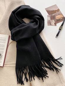 1 件咖啡羊毛女士冬季围巾丝滑柔软羊绒披肩和披肩适合婚礼和礼物晚礼服旅行办公室大号纯色流苏围巾休闲配饰女士 - DFZ038 - 查看 15