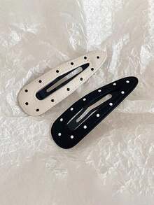 3pcs Set: 2pcs Polka Dot Hair Clips + 1pc Polka Dot Hair Bun Maker, Slouchy Magic Twist Bun Maker, Bow Twist Spin Hair Bun Maker, Hair Accessories, Chic Black & White Polka Dot Hair Clips, Side Bangs Clips, BB Clips, Simple & Versatile Hair Accessories, Suitable For Summer ,Hair Styling Kit ,Hair Tool Kit