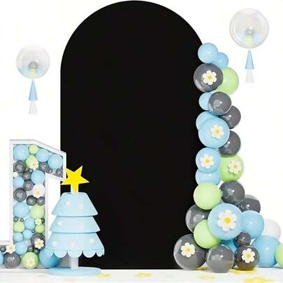 一套（5.9英尺、6.6英尺、7.2英尺）优雅黑色拱形框架，双面弹力面料，适用于婚礼、订婚、情人节、圣诞节、万圣节、生日及其他节日派对活动，不含拱形框架，节日装饰，婚礼用品