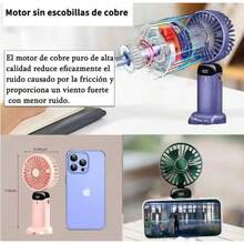 5-SPEED RECHARGEABLE PORTABLE HANDHELD FAN - Pink - View 6