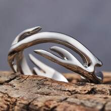 1枚不锈钢亮银色耶稣荆棘冠冕防水防褪色男女通用戒指 - 銀色 - 查看 6