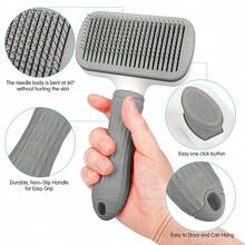 1PCSPet Dog And Cat Brush, Pet Self-Cleaning Brush, Gentle Hair Removal Massage Comb, One-Click Hair Removal, Suitable For Short And Long Hair, Cat And Dog Care, Daily Use, Pet Supplies - Grey - View 5