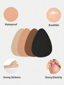4/8/12pcs Plus Size Teardrop Shaped Nipple Covers, Adhesive Fabric Breast Lift Tape, Strapless Bra For B-E Cup Large Bust - Multicolor - View 7