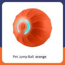 USB Rechargeable Smart Jumping Dog Ball Toy - Interactive Pet Play, Durable & Entertaining, Ideal For Small Breeds, With Striped Pattern And LED Lights - trái cam - Xem 1