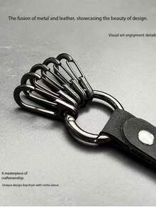 1pc Metal Keychain, Niche Universal Key Organizer, Quick Release Classic Carabiner, Multi-Color Open Hook, Micro Spring Clip, Suitable For Backpack, 5 Hanging Hooks Per Keychain, Small Multi-Purpose Carabiner, For Indoor And Outdoor Use