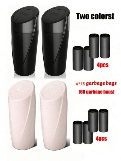 2pcs/1pc Car Trash Can With Lid, Car Trash Can Cup Holder, Portable Leak-Proof Car Garbage Can With Trash Bags, Front/Rear Seat Car Organizer Box, Suitable For Car, Home, Office