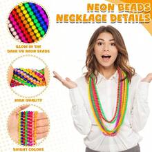 abalorio Mardi Gras que brillan en la oscuridad, 50 collares metlicos de abalorio de nen con luz y colores, collar de 33 pulgadas para disfraces de fiestas, festivales, desfiles, accesorios de boda - 12 - Ver 3